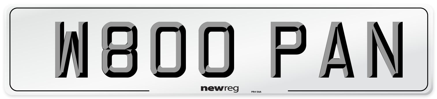 W800 PAN Number Plate from New Reg